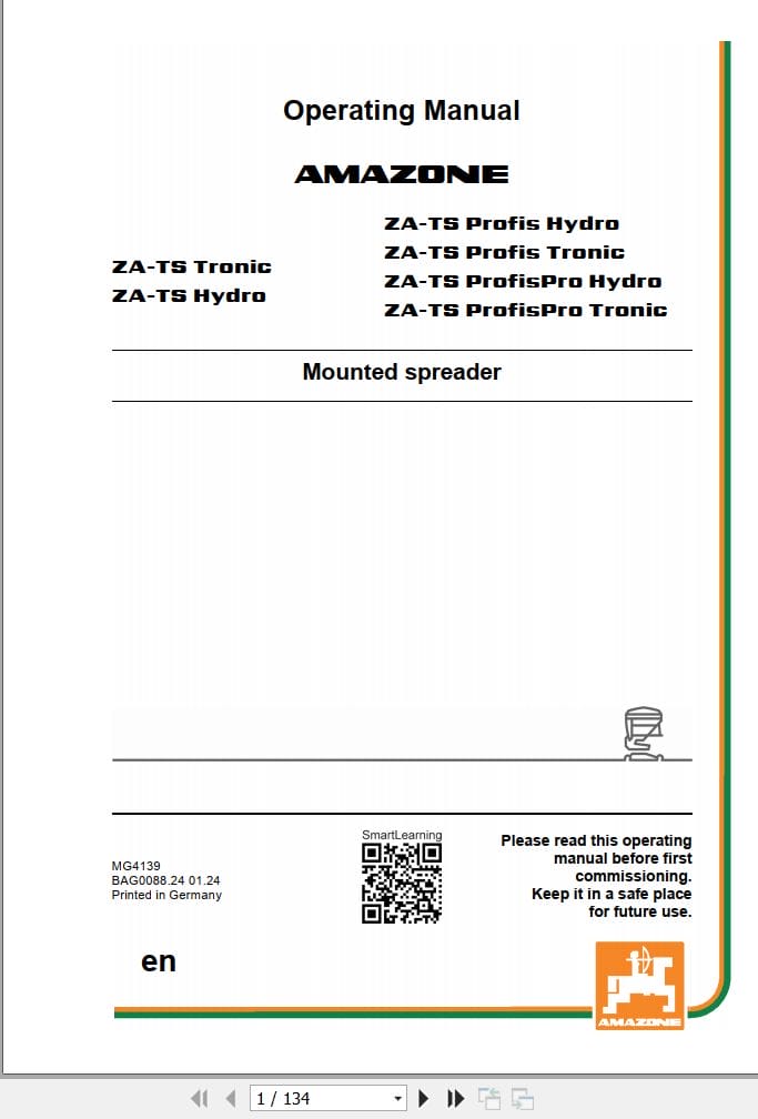 Amazone Spreader ZG TS Operating Manual MG4139 (1)