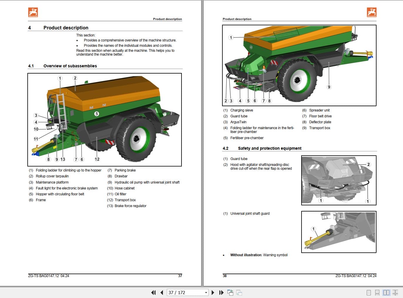 Amazone Spreader ZG TS7501 ZG TS10001 Operating Manual MG6018 (2)