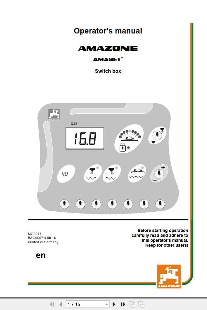 Amazone Switch Box AMASET+ Operating Manual MG2047 (1)