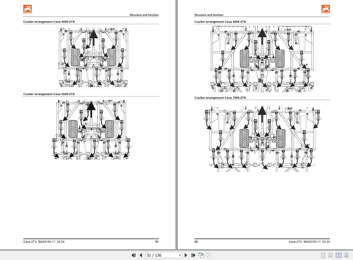 Amazone Trailed Cultivator Ceus 4000 T2X 5000 2TX 6000 2TX 7000 T2X Operating Manual MG6159 (2)