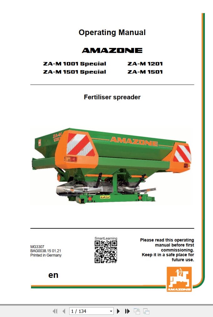 Amazone ZA M 1001 Special ZA M 1201 ZA M 1501 Series Operating Manual MG3307 (1)