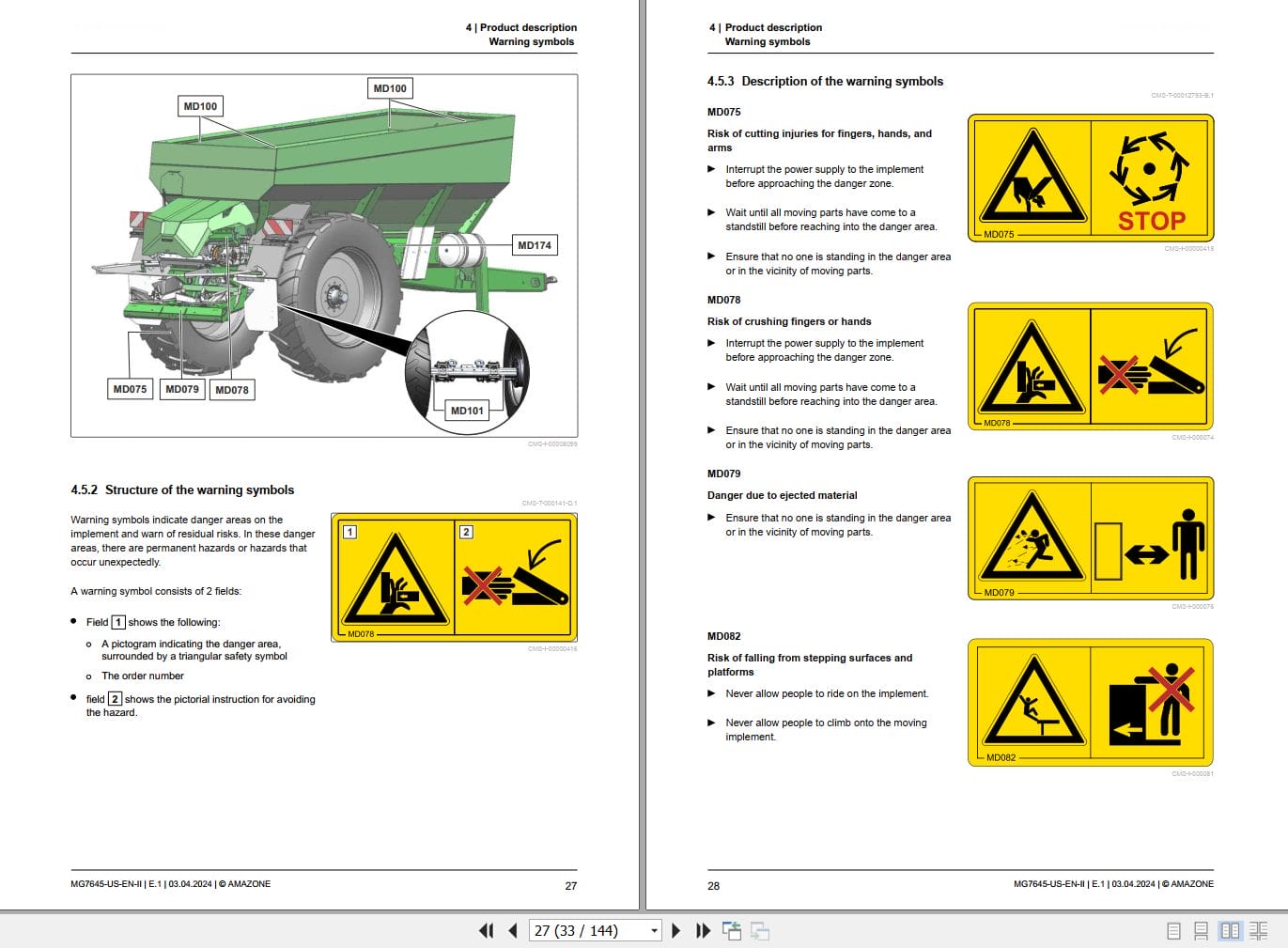 Amazone ZG TX 6800 Special 9000 Special 9000 Super 11200 Super Operating Manual MG7645 US EN II (2)