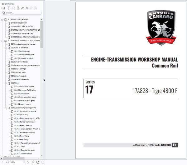 Antonio Carraro Tractors Parts Repair Workshop Manual PDF 992MB (2)
