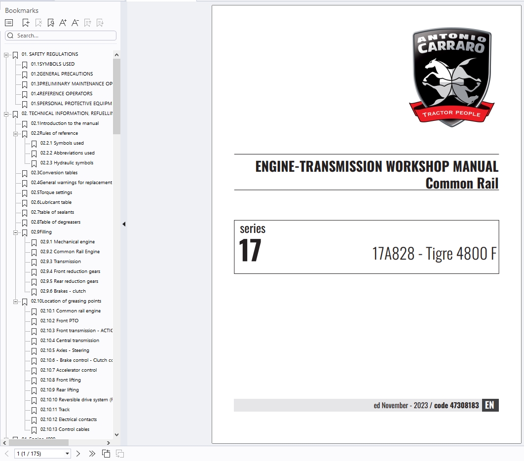 Antonio Carraro Tractors Parts Repair Workshop Manual PDF 992MB (2)