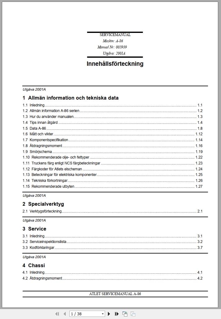 Atlet Forklift A 86 Service Manual 005939 SV (1)