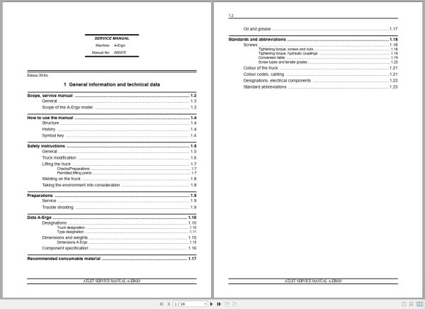 Atlet Forklift A Ergo Series Service Manual (1) Atlet Forklift A Ergo Series Service Manual (1)