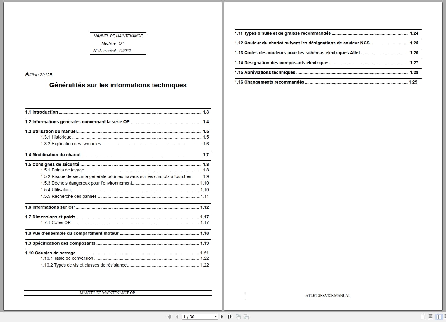 Atlet Forklift OP Series Service Manual 119022 2012B FR (1)