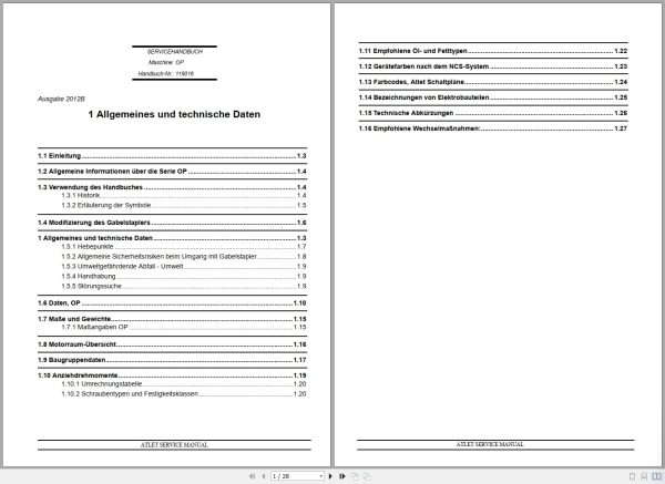 Atlet Forklift OP Series Service Manual DE (1) Atlet Forklift Op Series Service Manual De (1)