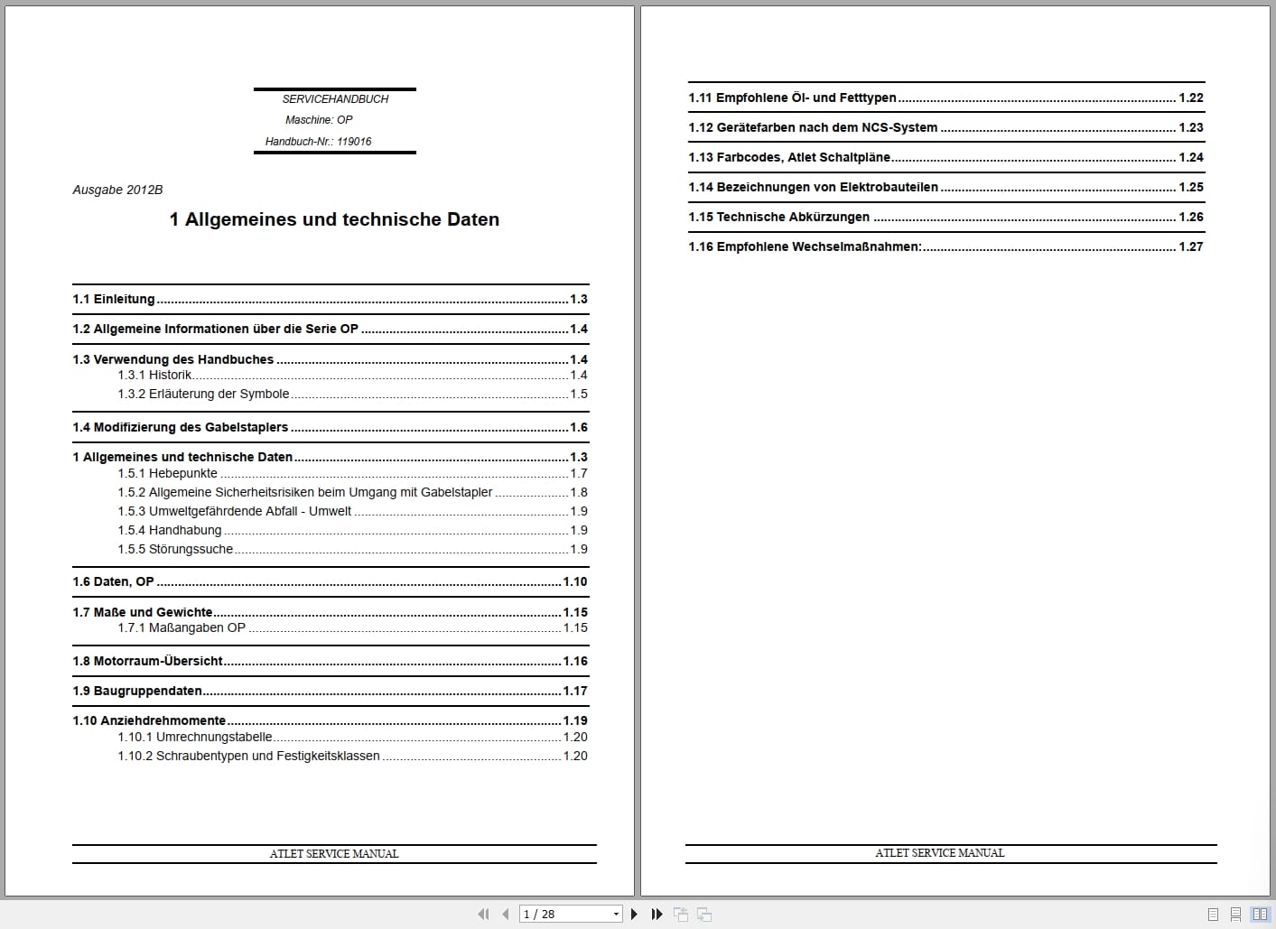 Atlet Forklift OP Series Service Manual DE (1)