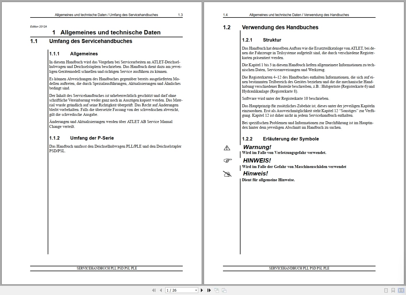 Atlet Forklift PLL PSD PSL PLE Series Service Manual DE (1)