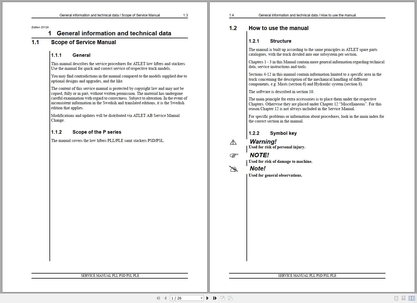 Atlet Forklift PLL PSD PSL PLE Service Manual (1)