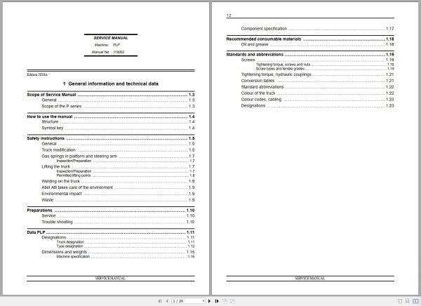 Atlet Forklift PLP200 PLP250 Service Manual (1) Atlet Forklift Plp200 Plp250 Service Manual (1)