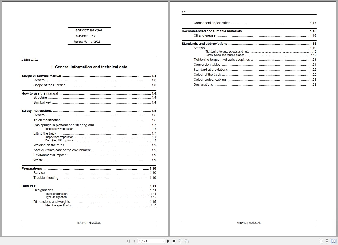 Atlet Forklift PLP200 PLP250 Service Manual (1)