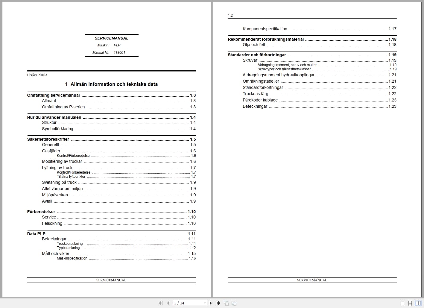 Atlet Forklift PLP200 PLP250 Service Manual 119001 SV (1)