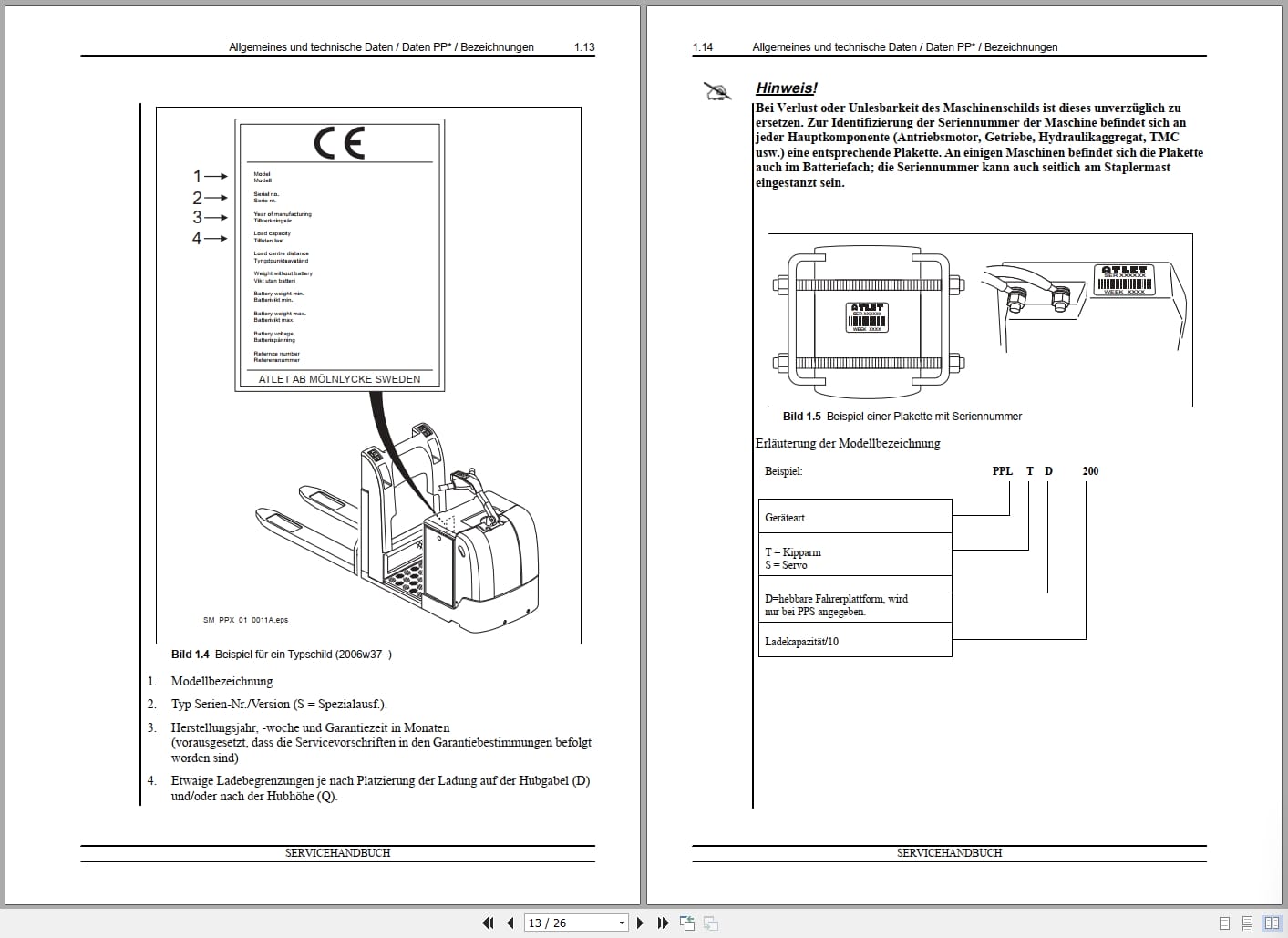 Atlet Forklift PPC PPD PPL PPF Service Manual DE (2)