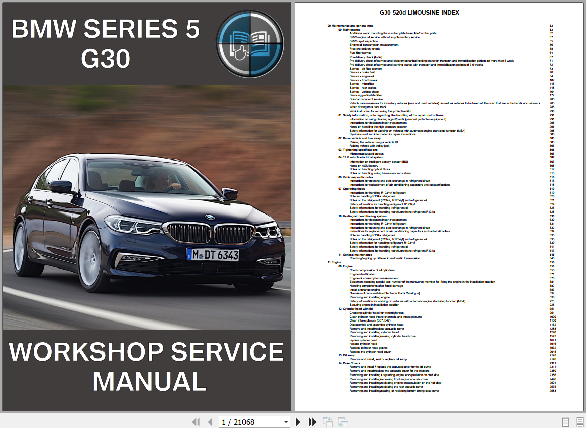 BMW 5 Series G30 520d Limousine Workshop Service Manual 1