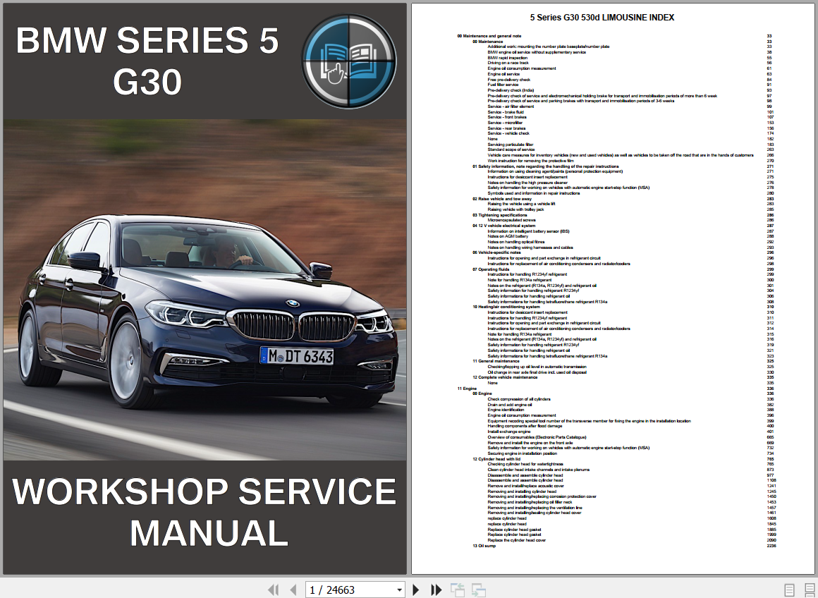 BMW 5 Series G30 530d LIMOUSINE Workshop Service Manual 1