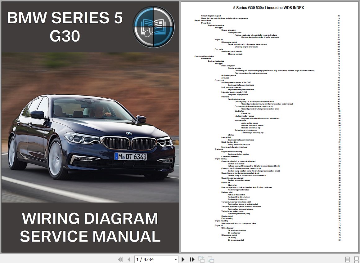 BMW 5 Series G30 530e Limousine Wiring Diagrams And Serivce Manual 1