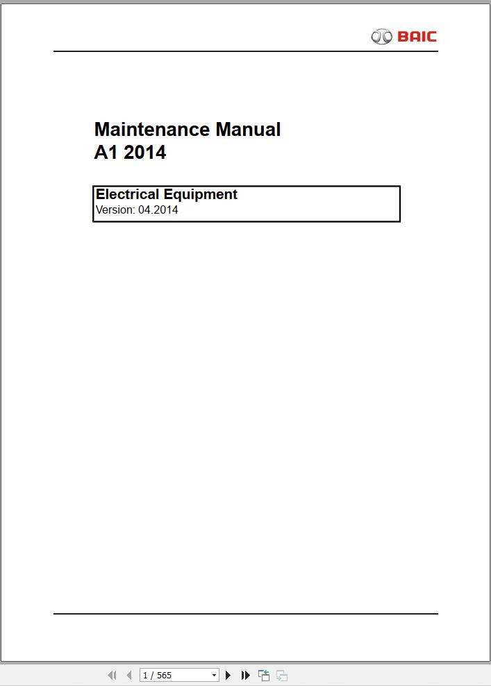 Baic A1 2014 Electric Diagrams and Maintenance Manual (1)