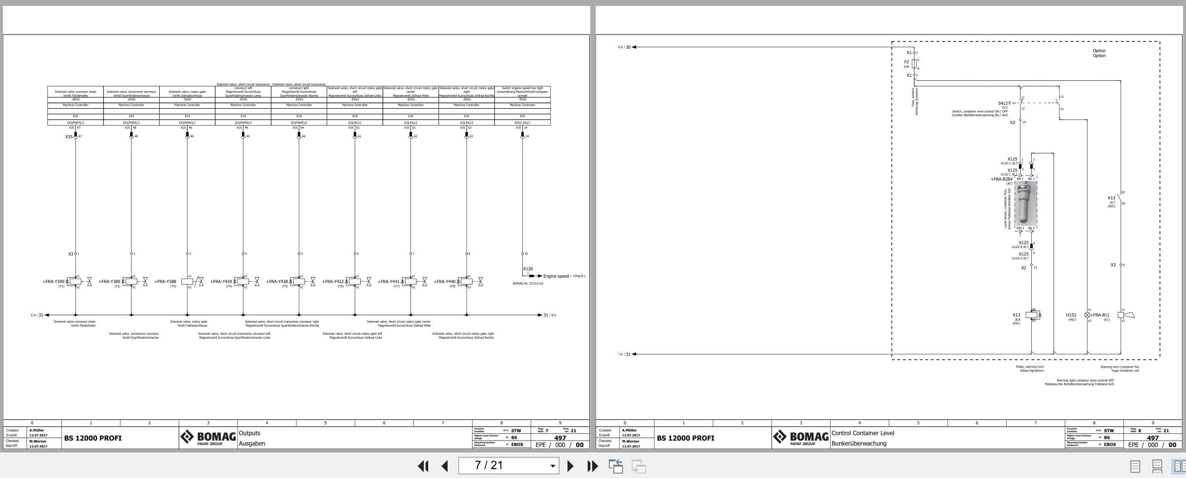 Bomag Accessory Equipment BS 12000 Profi Electrical Hydraulic Pneumatic Schematic 101910741001   101910741003 (2)