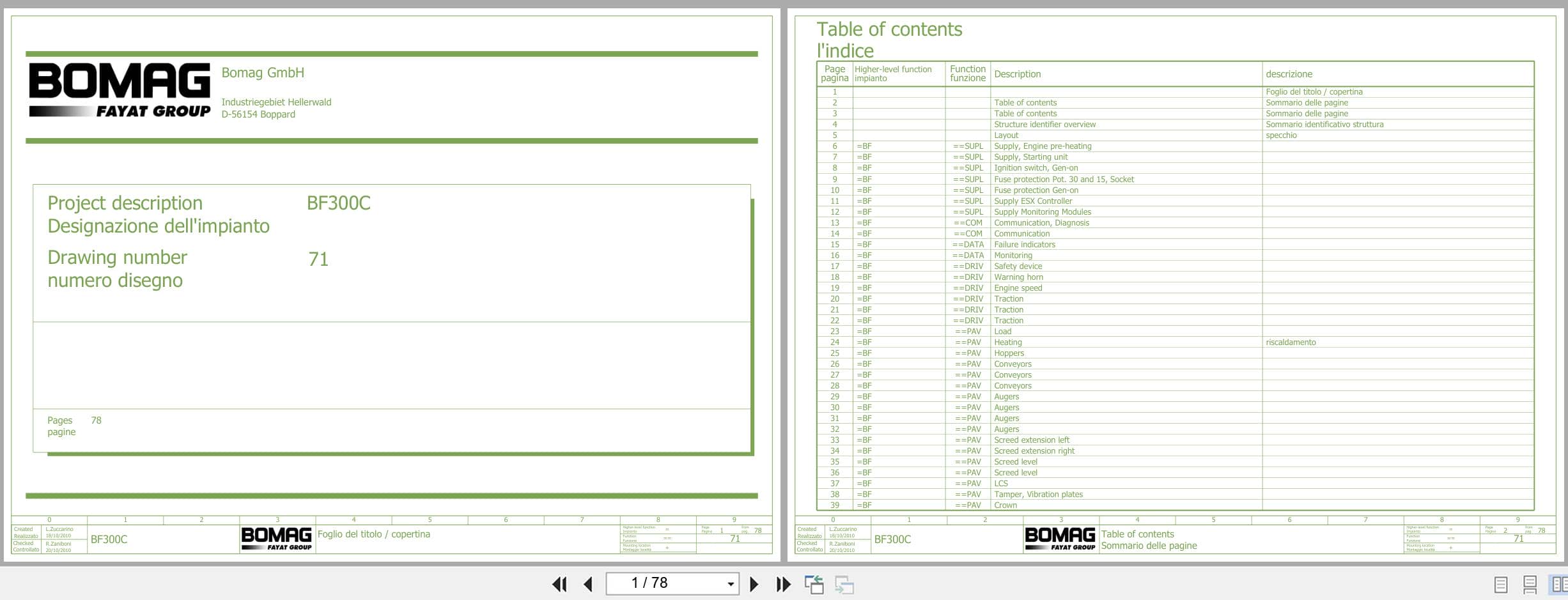 Bomag Asphalt Paver BF 300 C Electrical Schematic (1)