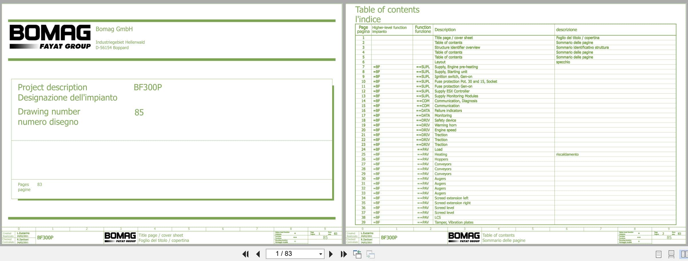 Bomag Asphalt Paver BF 300 P Electrical Schematic (1)
