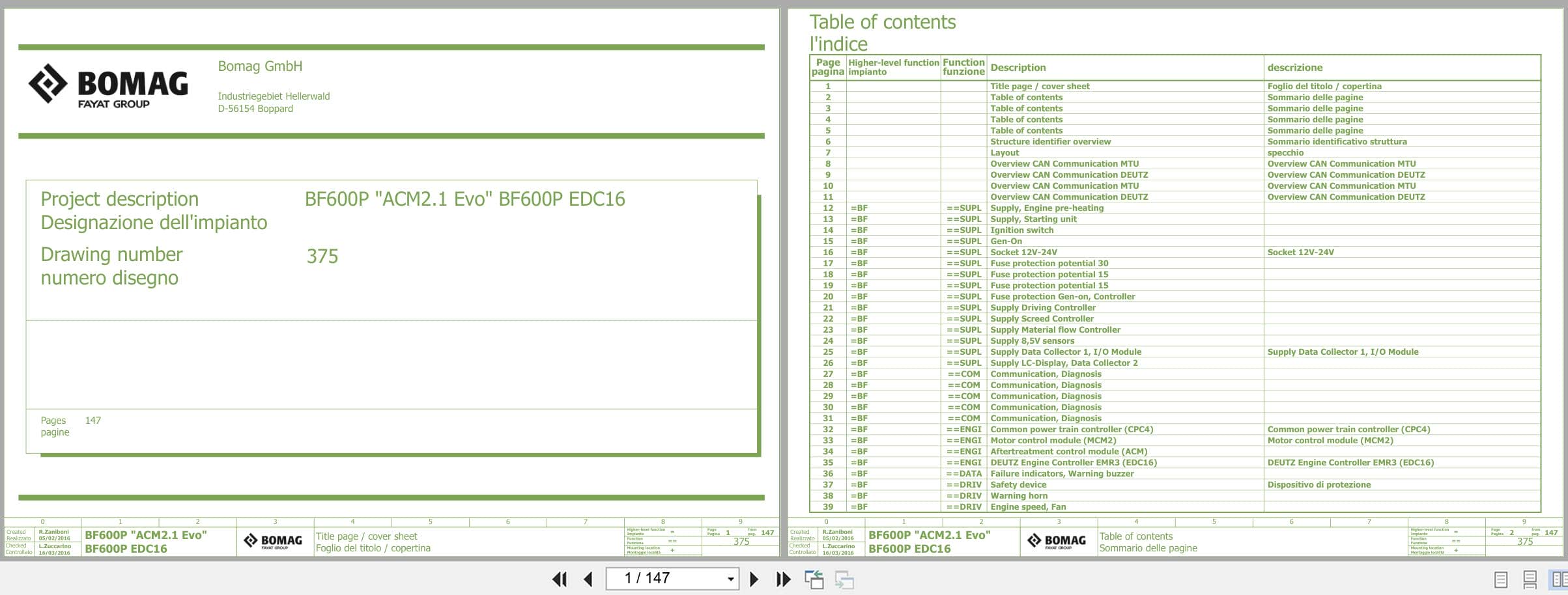 Bomag Asphalt Paver BF 600 P 2 S 500 Electrical Hydraulic Schematic (1)