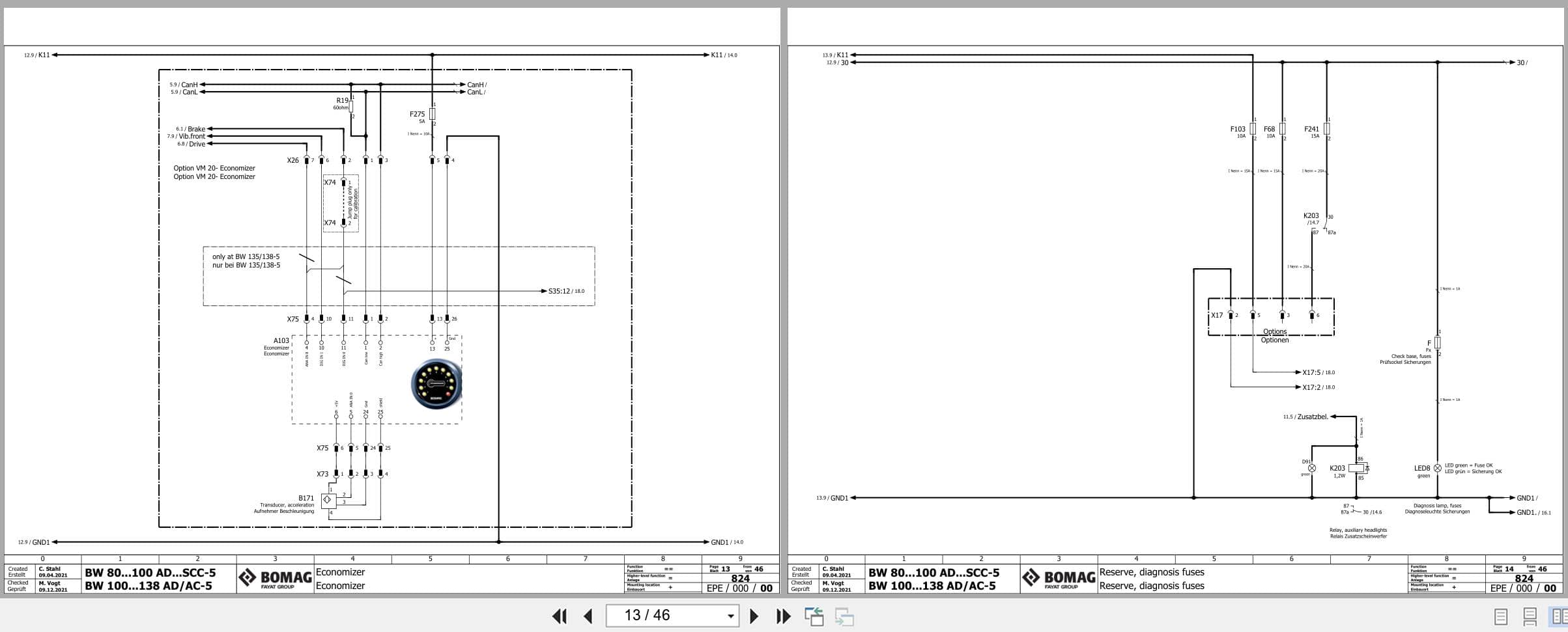 Bomag Combination Rollers BW 100 ACM 5 Electric Hydraulic Schematics (2)