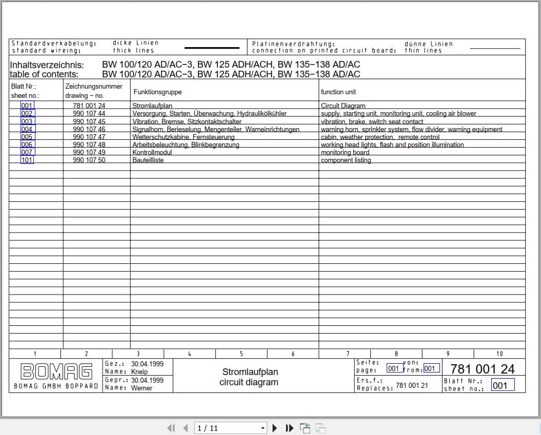 Bomag Combination Rollers BW 125 ACH Electric Hydraulic Schematics (1)