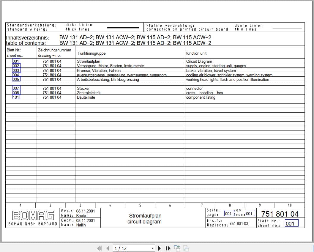 Bomag Combination Rollers BW 131 ACW 2 Electric Hydraulic Schematics (1)