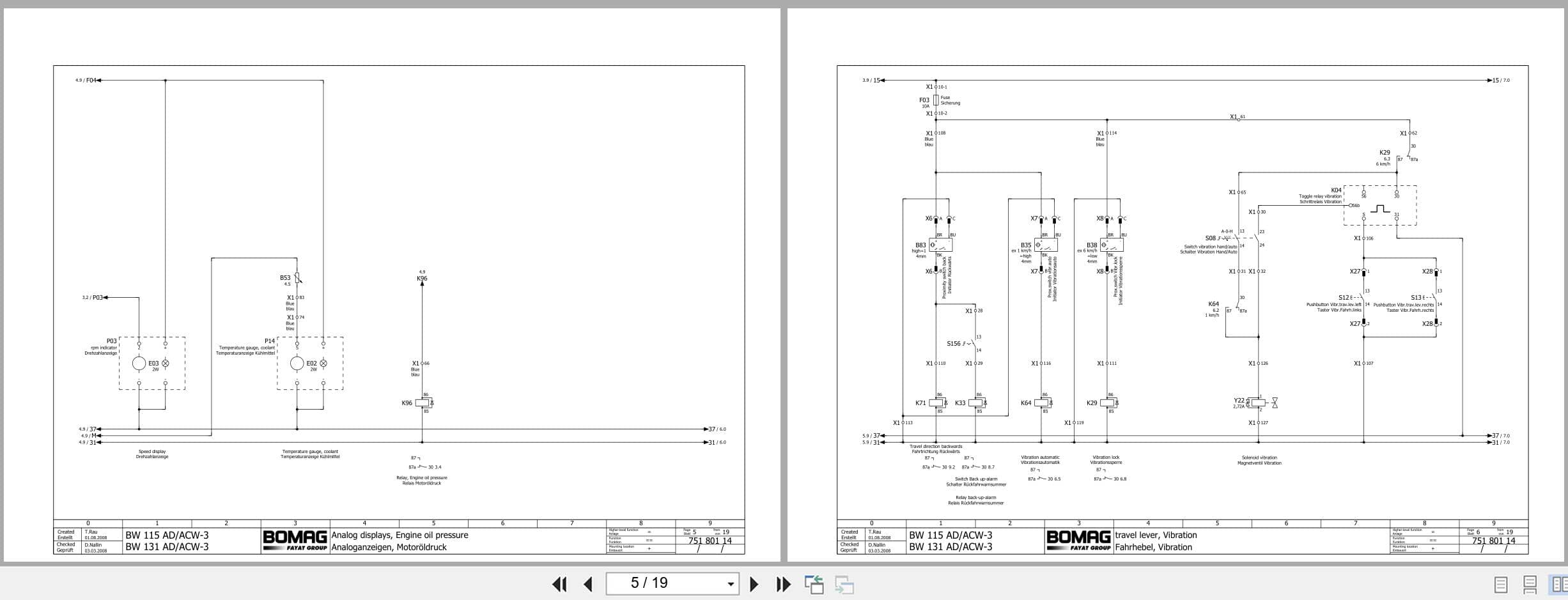 Bomag Combination Rollers BW 131 ACW 3 Electric Hydraulic Schematics (2)