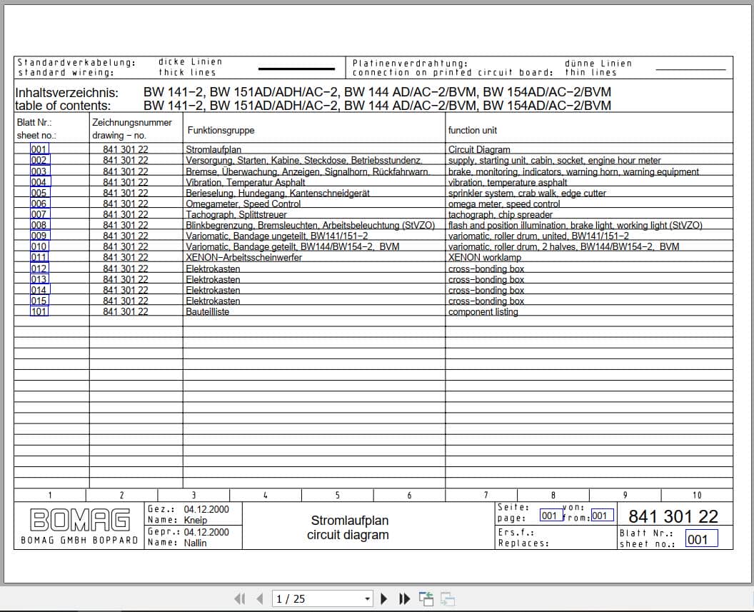 Bomag Combination Rollers BW 154 AC 2 AM Electric Hydraulic Schematics (1)