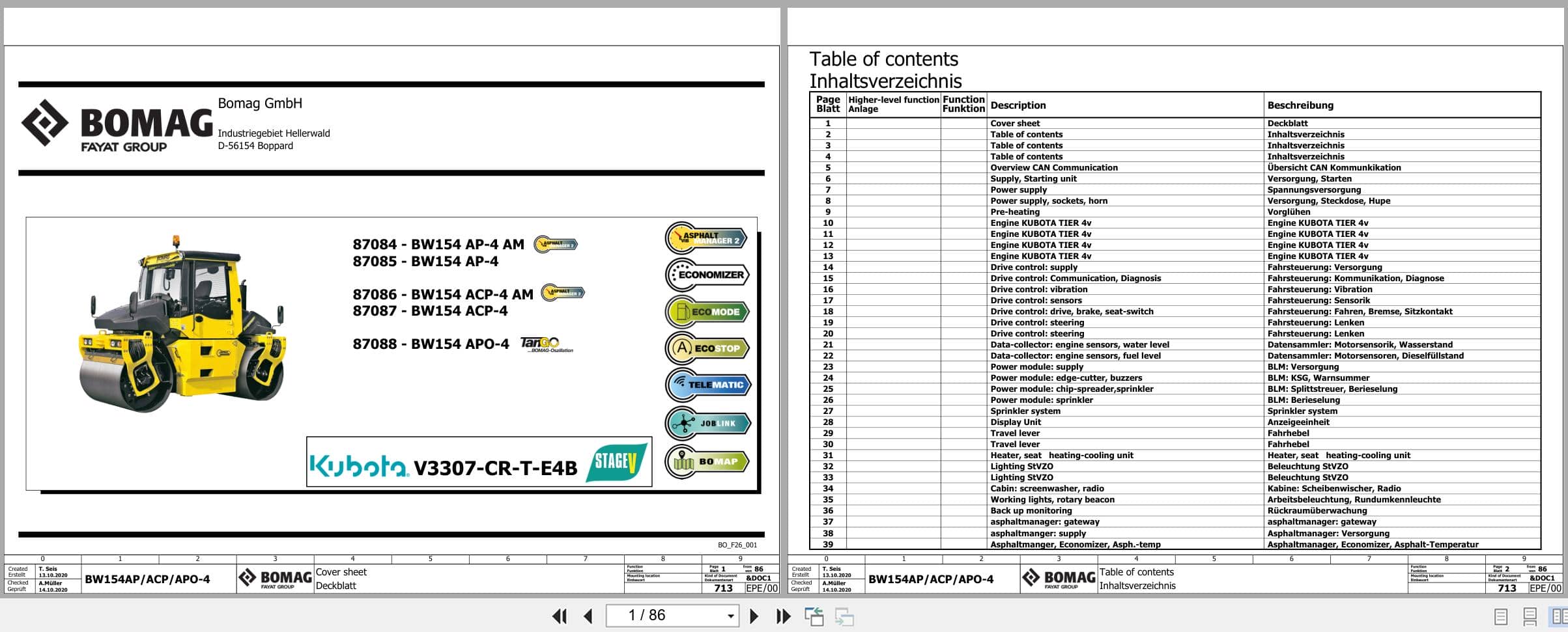 Bomag Combination Rollers BW 154 ACP 4v AM Electric Hydraulic Schematics (1)