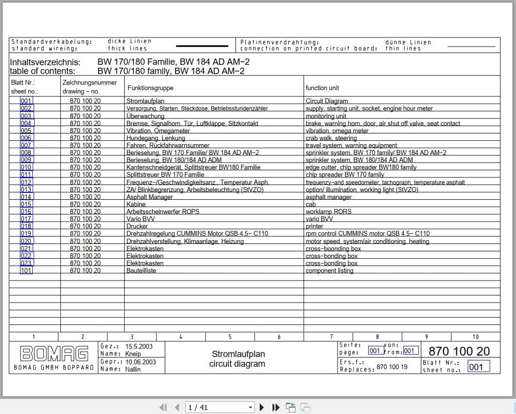 Bomag Combination Rollers BW 174 AC AM Electric Hydraulic Schematics (1)
