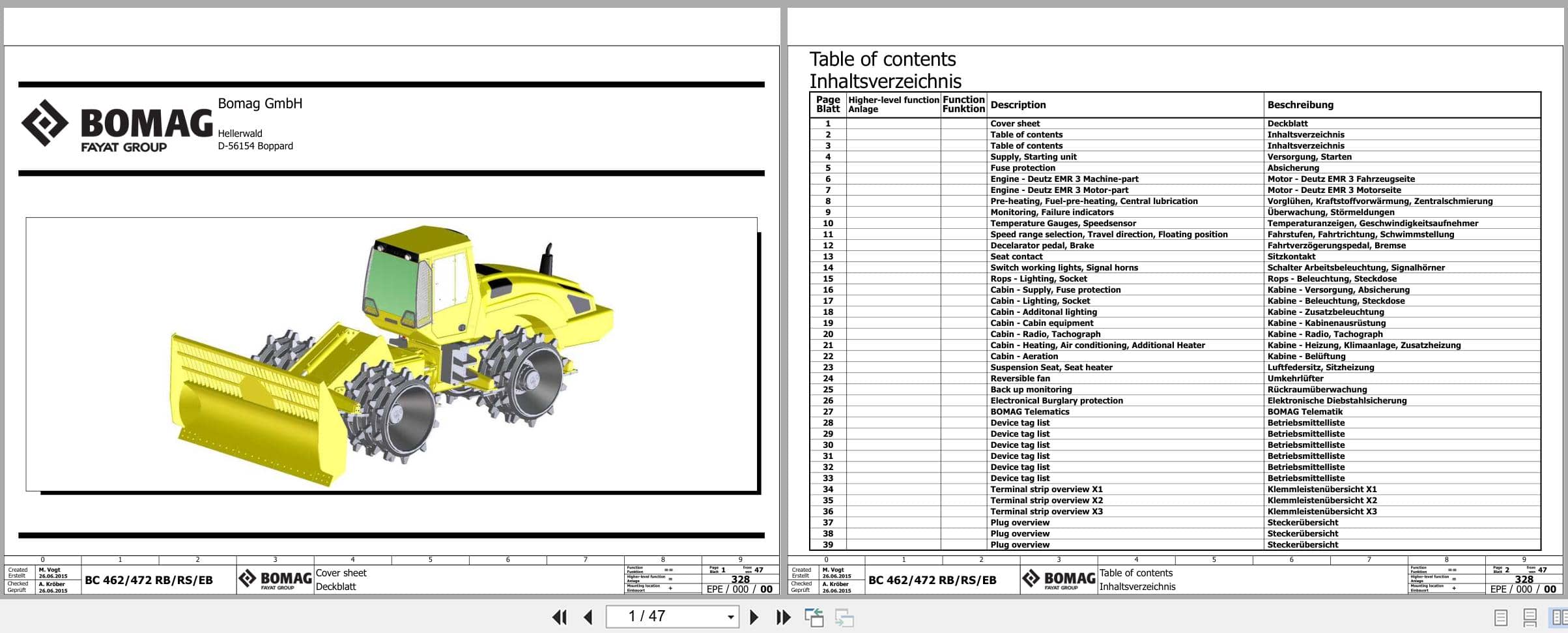 Bomag Refuse Compactor BC 462 Electrical Hydraulic Schematic (1)