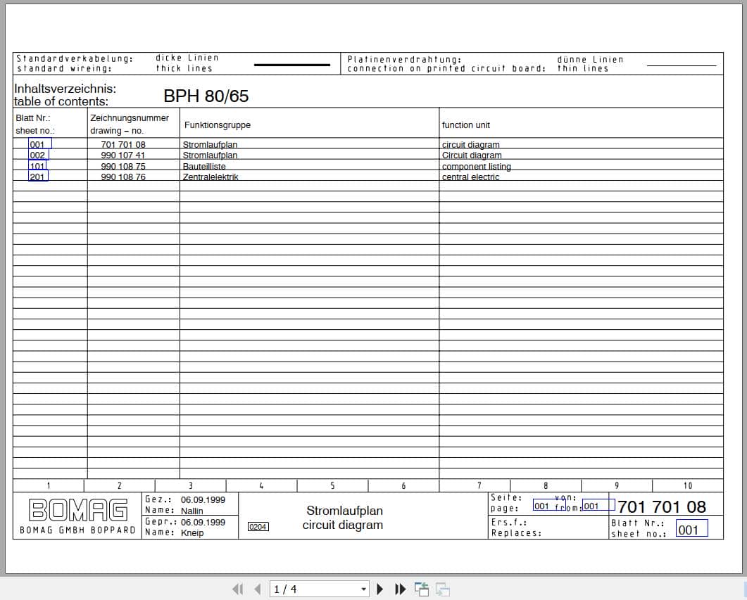 Bomag Reversible Vibratory Plates BPH 80 65 Electrical Hydraulic Schematic (1)