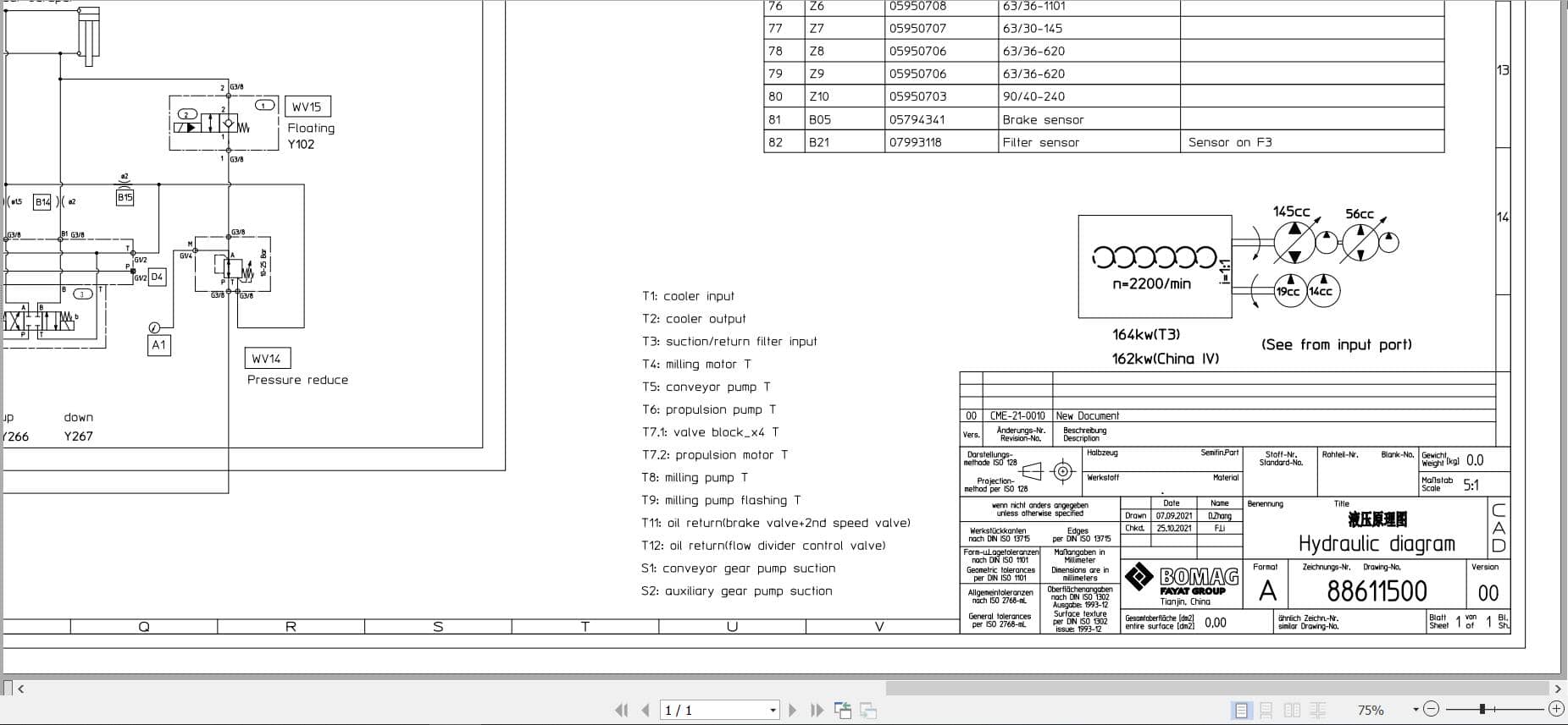 Bomag Road Milling Machine BM 1000 20 Hydraulic Schematics (1)