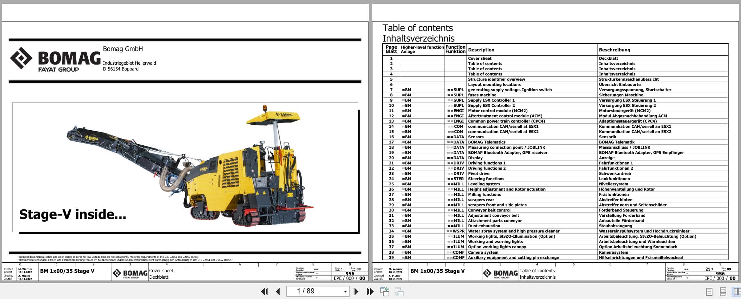 Bomag Road Milling Machine BM 1000 35 2 Electric Hydraulic Pneumatic Schematics (1)