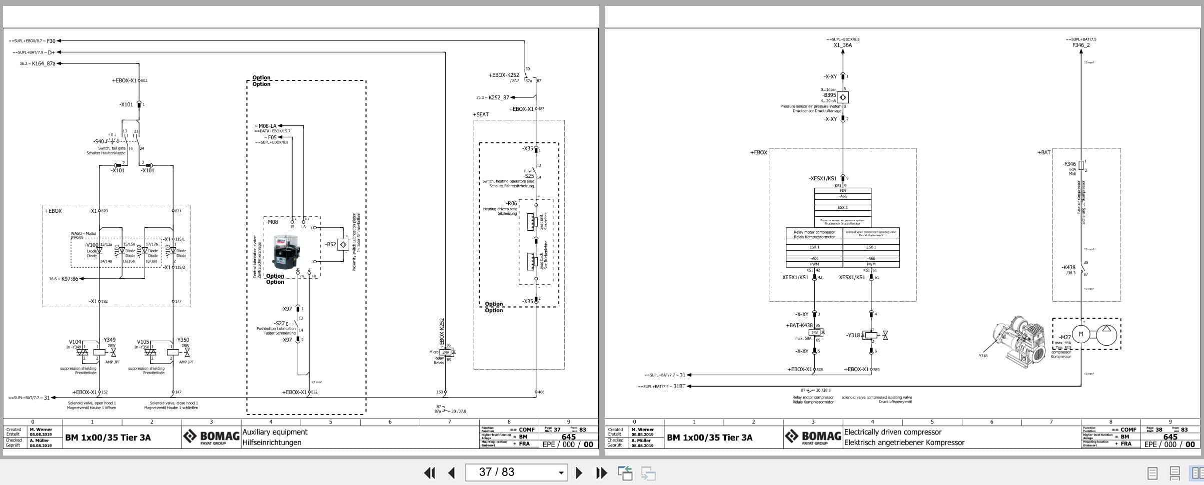 Bomag Road Milling Machine BM 1000 35 T3A Electric Hydraulic Pneumatic Schematics (2)