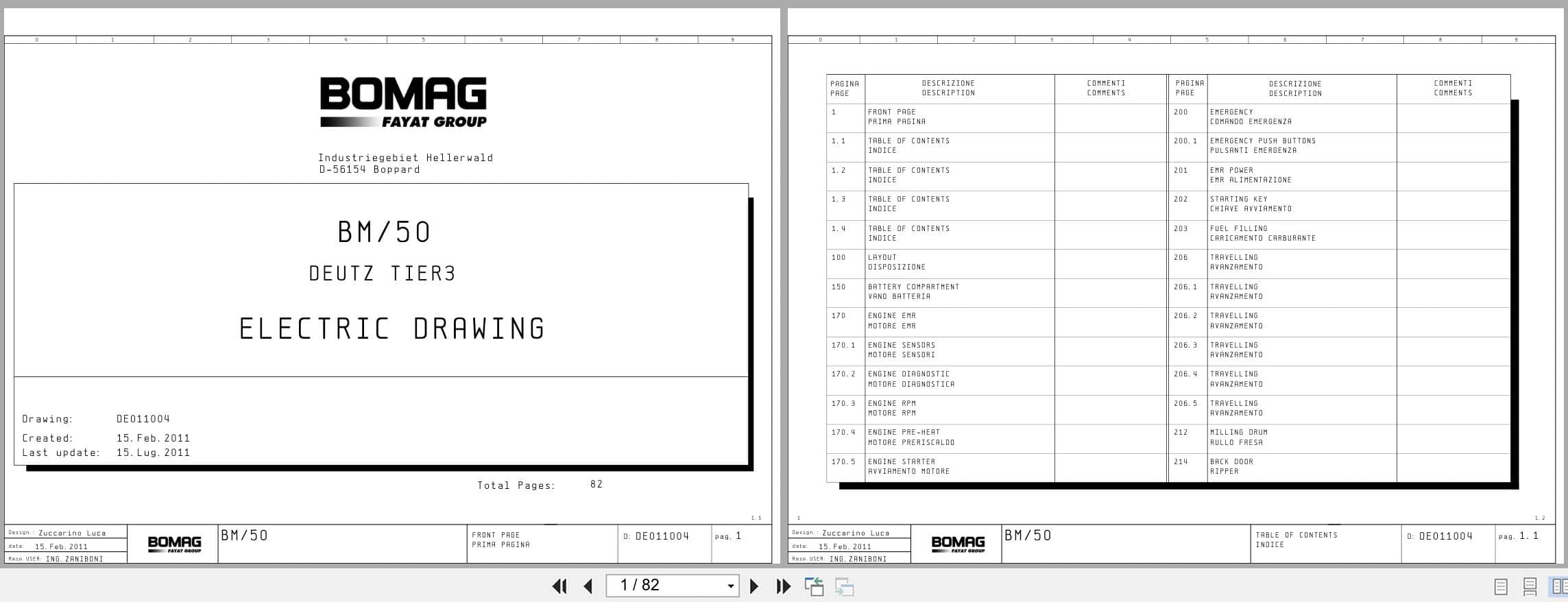 Bomag Road Milling Machine BM 2000 50 Electric Schematics (1)