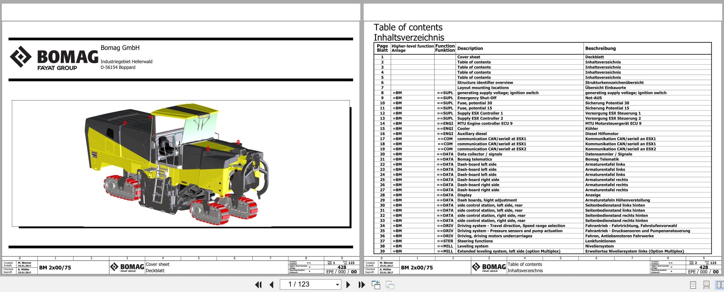 Bomag Road Milling Machine BM 2000 75 Electric Hydraulic Schematics (1)