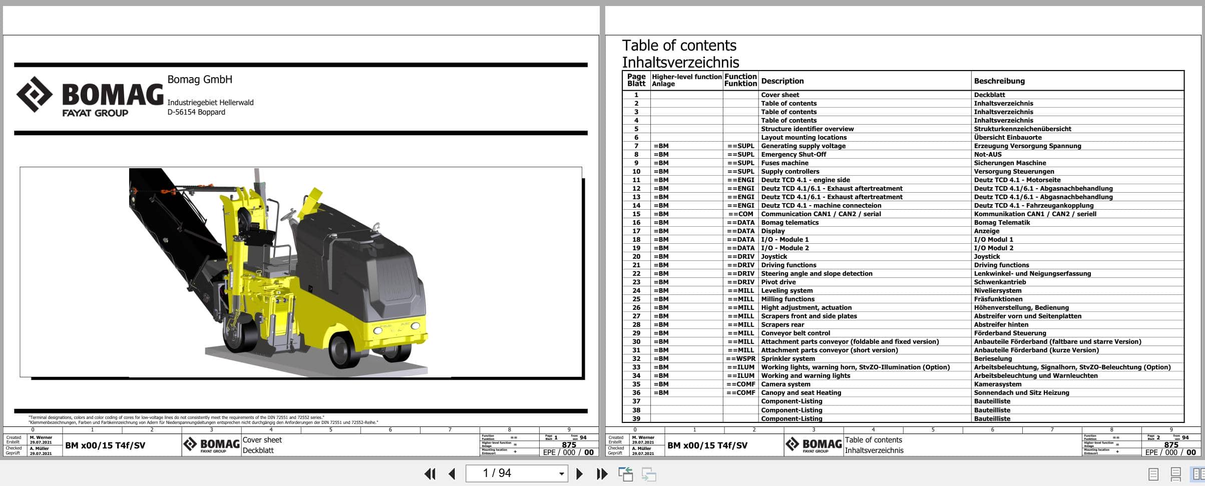 Bomag Road Milling Machine BM 500 15 2 Electric Hydraulic Schematics (1)