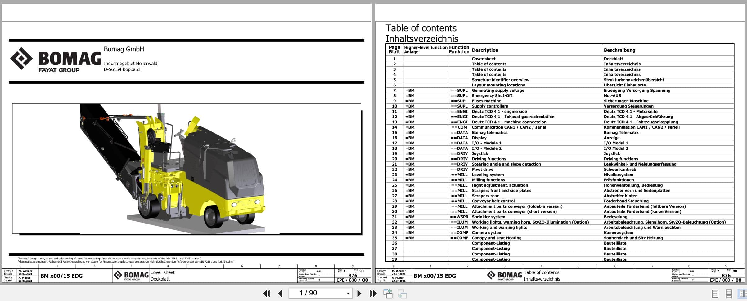 Bomag Road Milling Machine BM 500 15 TIER3 EDG Electric Hydraulic Schematics (1)
