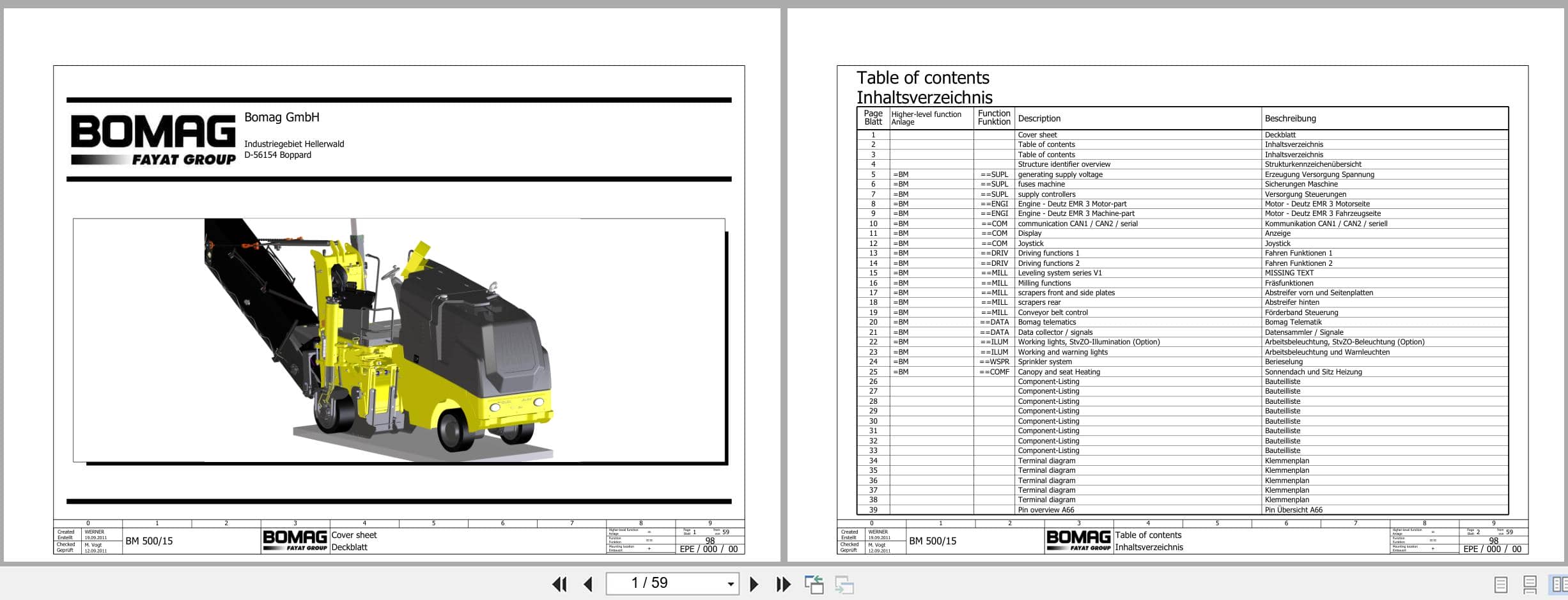 Bomag Road Milling Machine BM 600 15 EU Flex Electric Hydraulic Schematics (1)