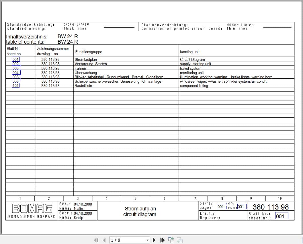 Bomag Rubber Tyred Rollers BW 24 R Electrical Circuit Diagrams (1)