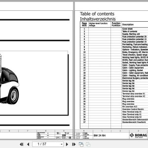 Bomag Rubber Tyred Rollers BW 24 RH Electrical Hydraulic Pneumatic Schematic (1)