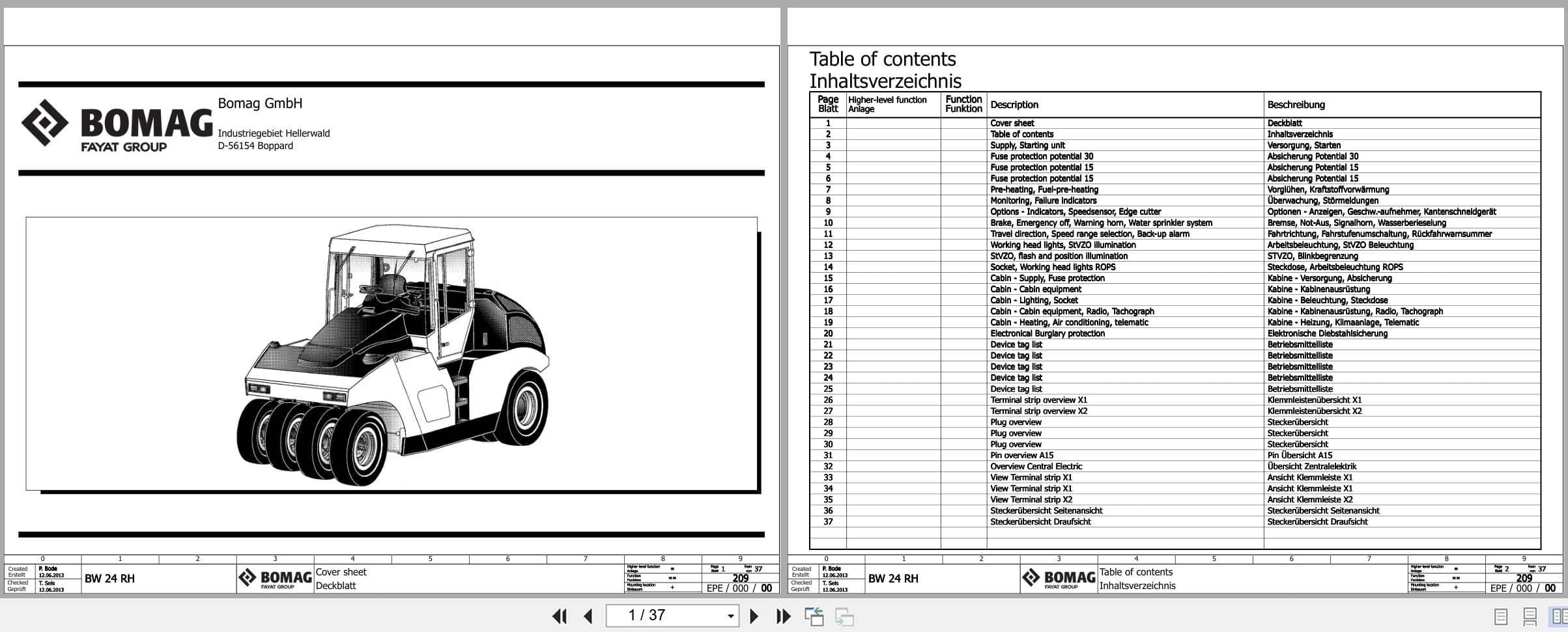 Bomag Rubber Tyred Rollers BW 24 RH Electrical Hydraulic Pneumatic Schematic (1)