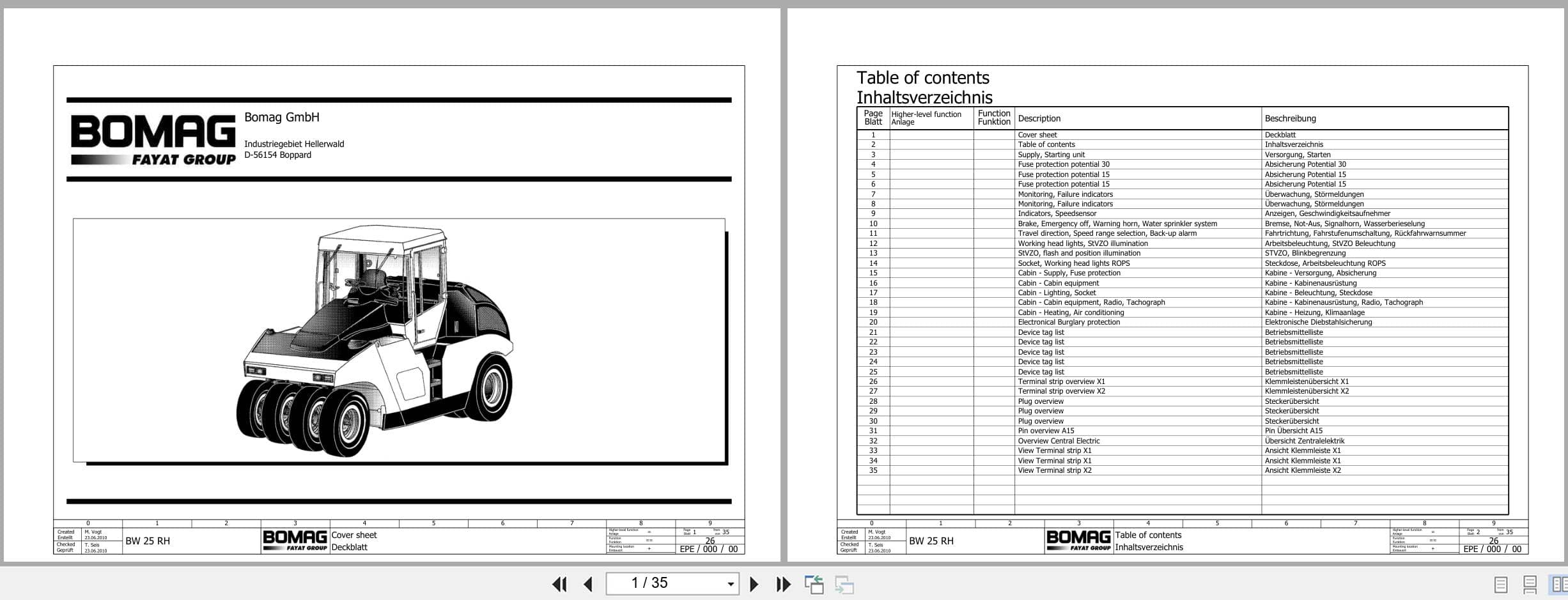 Bomag Rubber Tyred Rollers BW 25 RH Electrical Hydraulic Schematic (1)