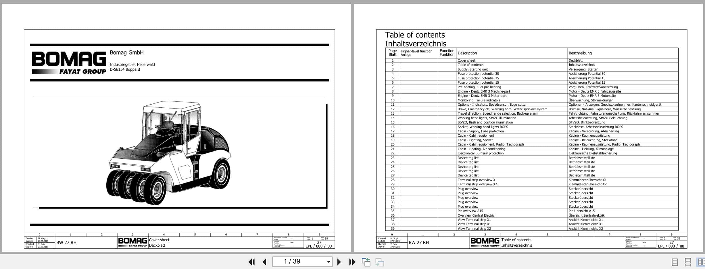 Bomag Rubber Tyred Rollers BW 27 RH Electrical Hydraulic Pneumatic Schematic (1)