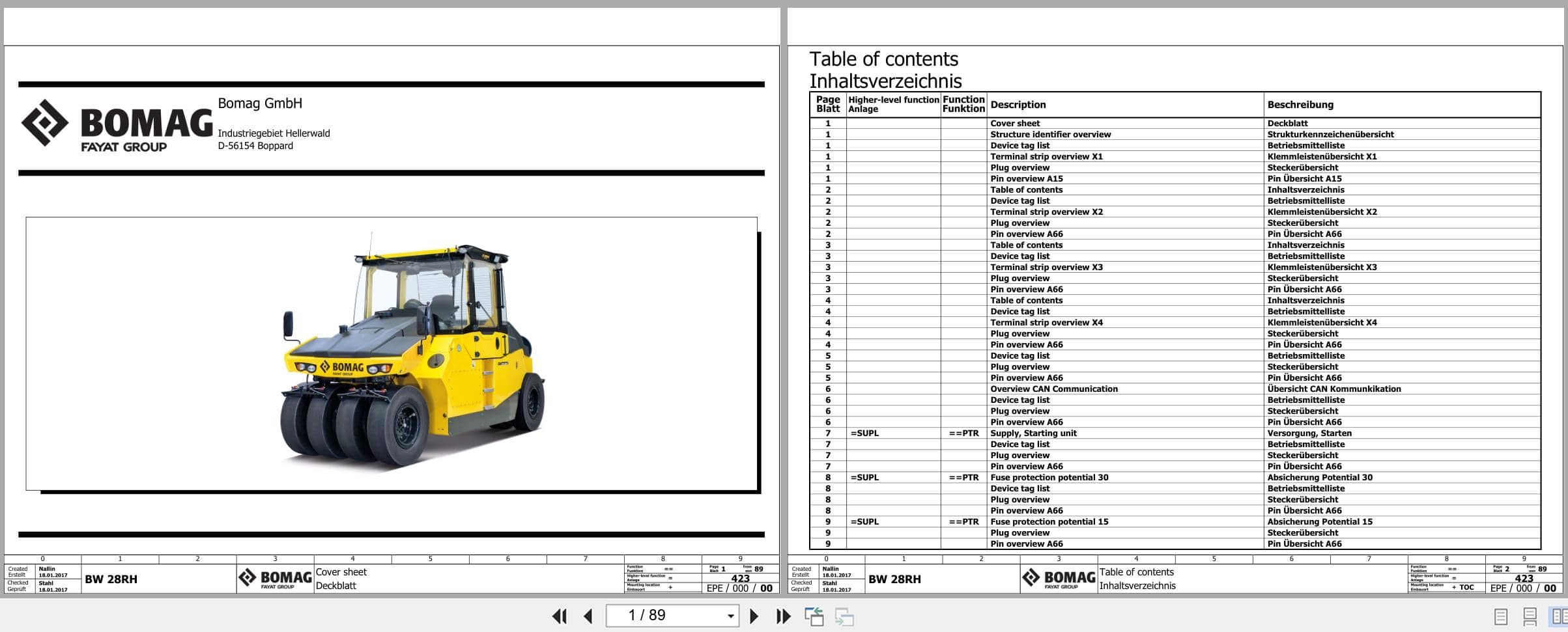 Bomag Rubber Tyred Rollers BW 28 RH Electrical Hydraulic Schematic (1)